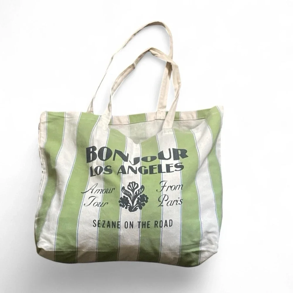 Sezane Cream and Green 